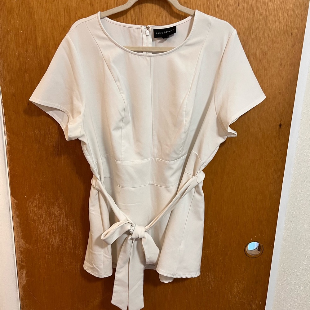 Lane Bryant Off-White Tie-Front Blouse